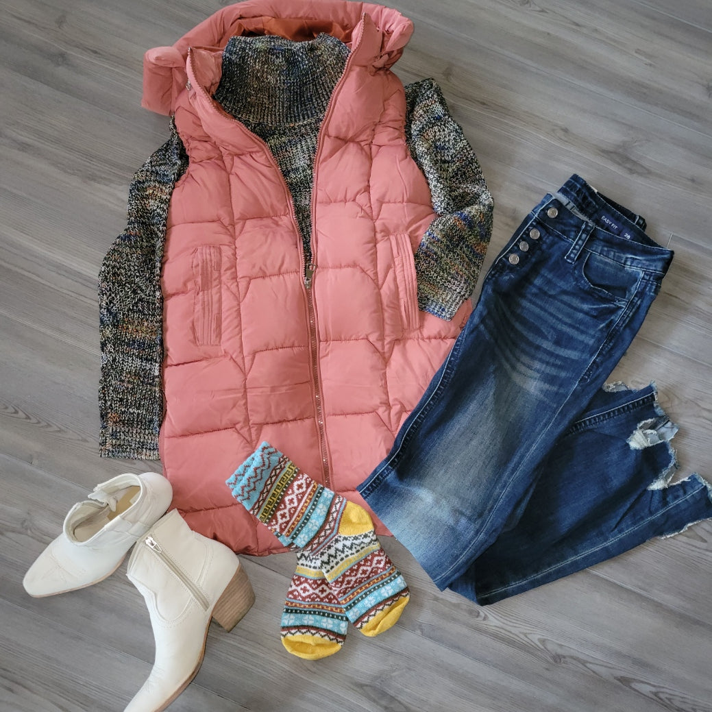 Coral Puffer Vest